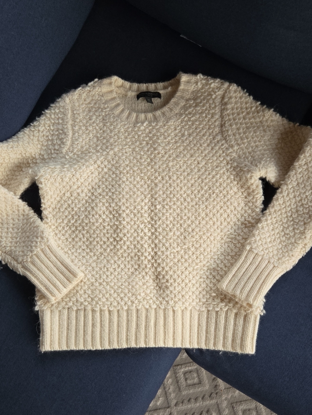 Banana Republic Made of Italian Yarn Wool Alpaca Crewneck Textured Knit Sweater - Picture 10 of 12